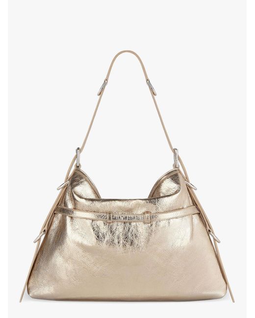 Givenchy Natural Voyou Metallized Leather Shoulder Bag