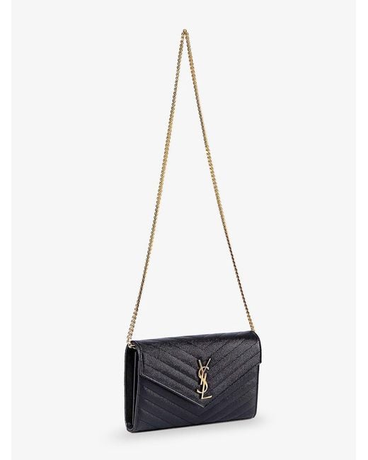 Saint Laurent Black Pochette Cassandre Grain-De-Poudre Leather Crossbody Bag