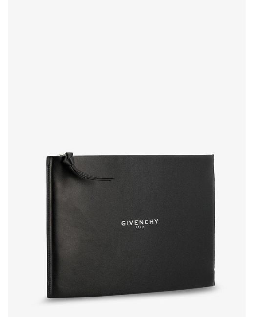 Givenchy Black Leather Clutch Bag With Lettering Logo On The Front for men