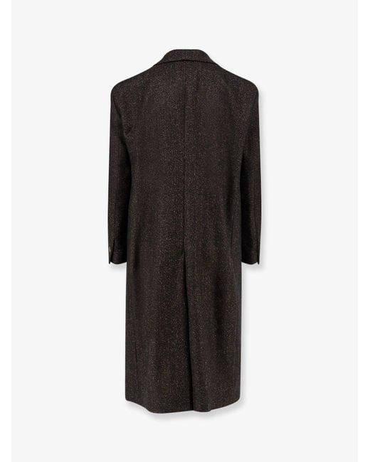 Hevò Black Martina Franca Wool Blend Coat