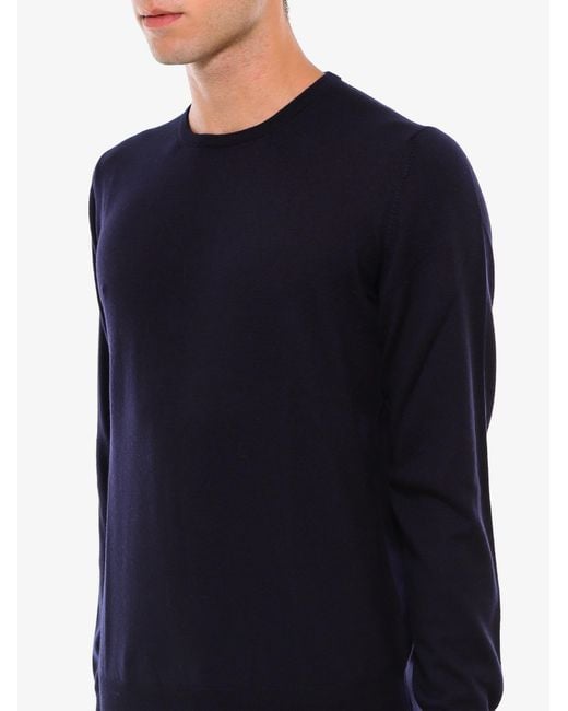 NUGNES 1920 Blue Virgin Wool Basic Sweater for men