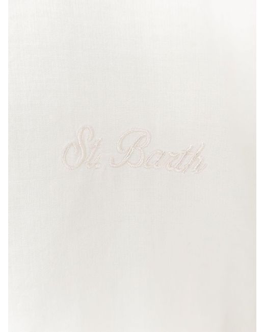 Mc2 Saint Barth White Shirt With Embroidered Logo for men