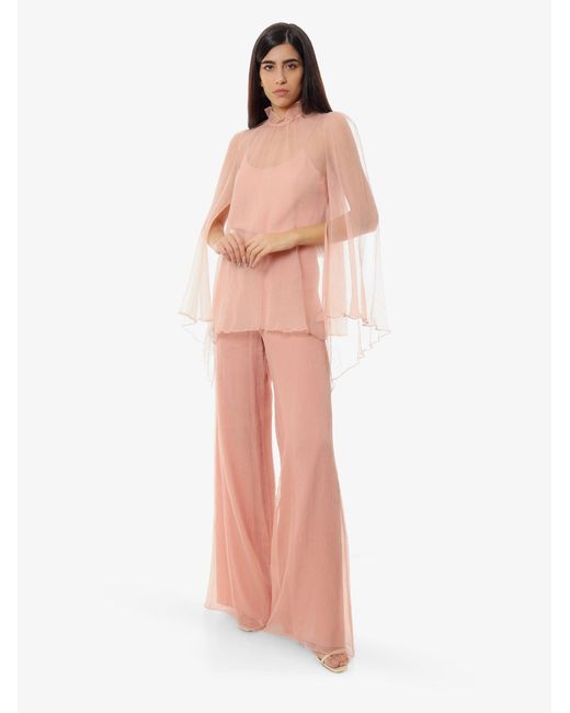Max Mara Pink Wide Leg Silk Closure With Buttons Pants