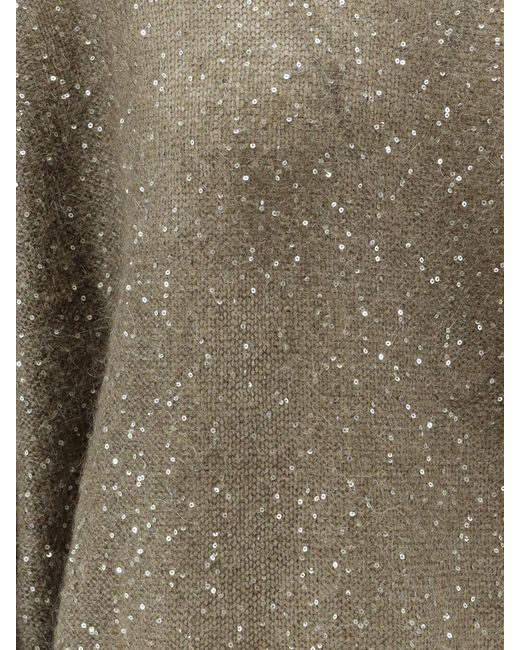 Nude Green Mohair Blend Sweater With Sequins