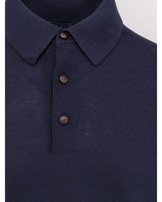 Kiton Blue Wool Polo Shirt for men