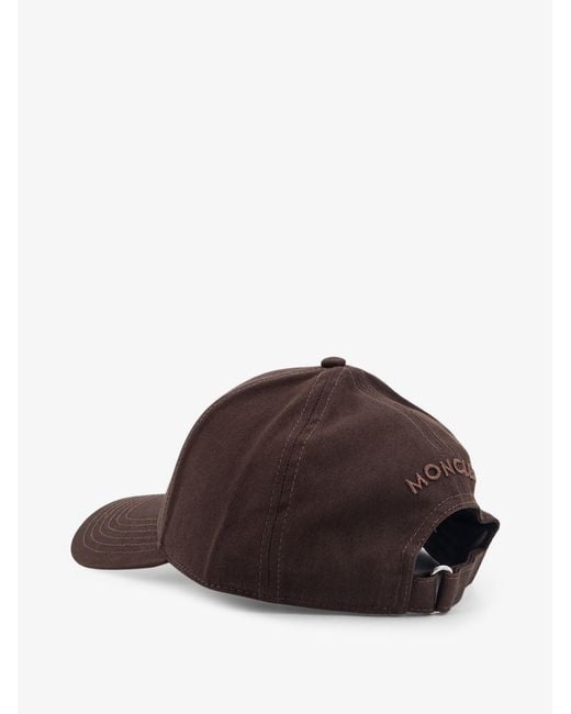 Moncler Brown Cotton Baseball Hat for men