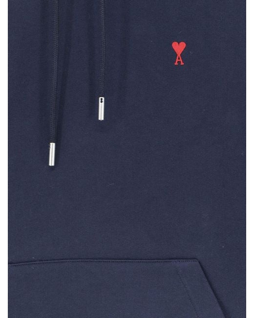 AMI Blue Hooded Cotton Sweatshirt for men