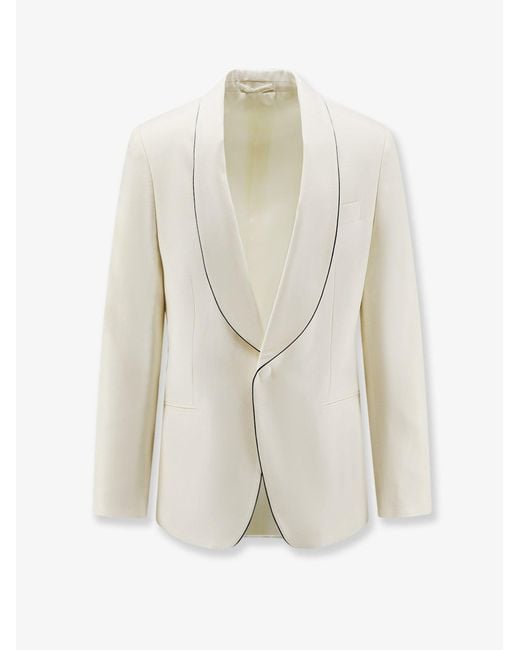 Lardini White Wool Blend Blazer With Contrasting Profiles for men