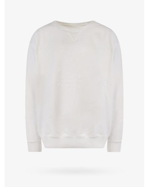 Maison Margiela White Crew Neck Cotton Sweatshirts for men