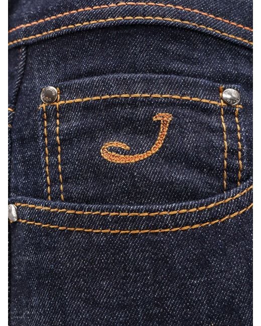 Jacob Cohen Blue Bard Stretch Cotton Jeans With Iconic Handkerchief for men