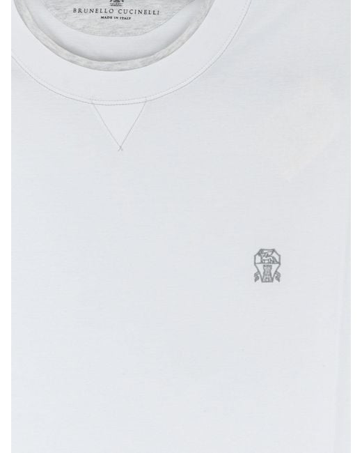 Brunello Cucinelli White Cotton T-Shirt for men