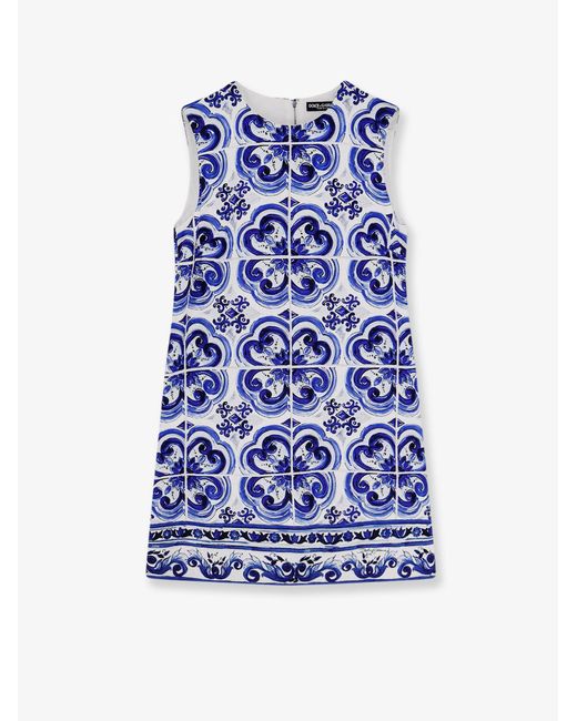 Dolce & Gabbana Blue Dolce & Gabbana Cotton And Viscose Dress With Maiolica Print
