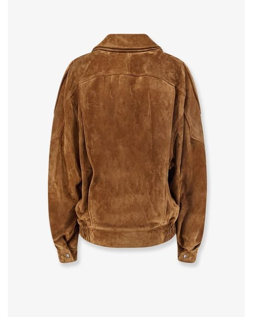 Saint Laurent Brown Oversized Vintage Split-Leather Jacket