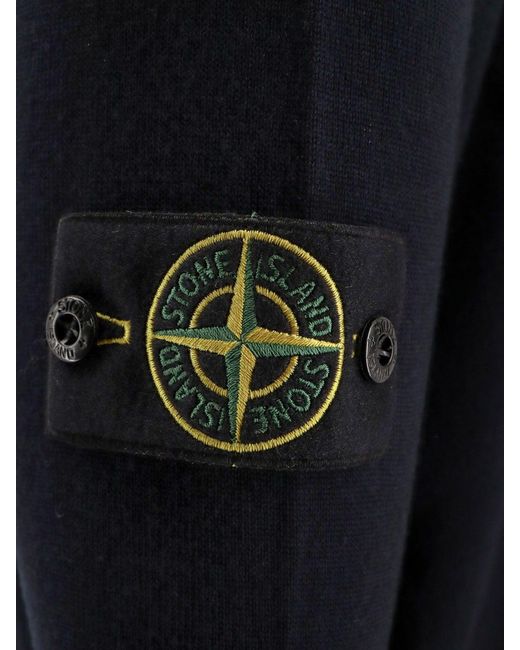 Stone Island Blue Virgin Wool Cardigan for men