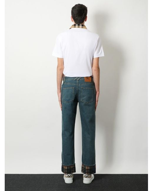 Burberry Blue Dexter Jeans With Traditional Check for men
