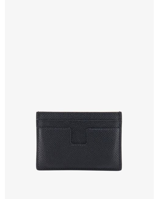 Tom Ford Black Leather Stitched Profile Wallets for men