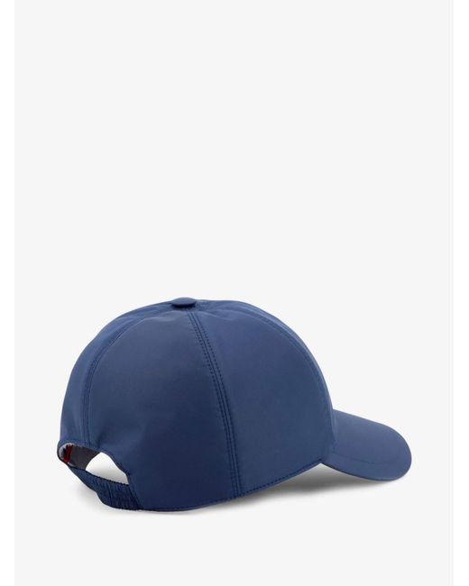 Kiton Blue Nylon Hat With Embroidered Logo On The Front for men