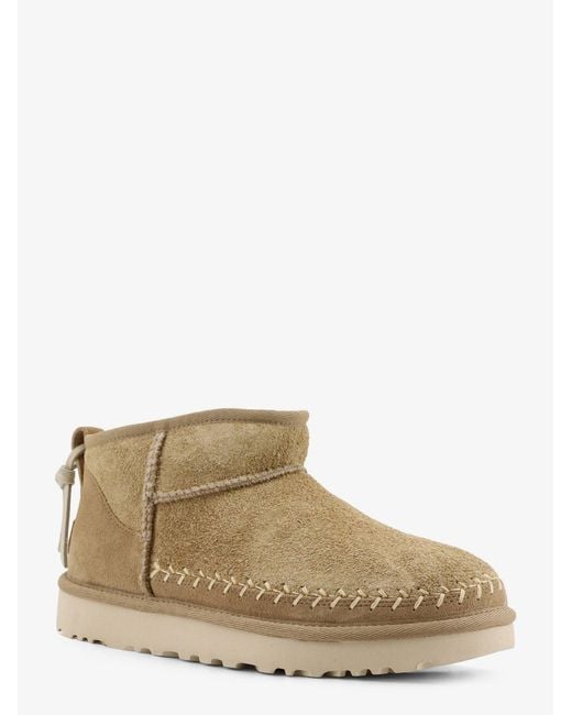 Ugg Natural W Classic Ultra Mini Biarritz Suede Ankle Boots