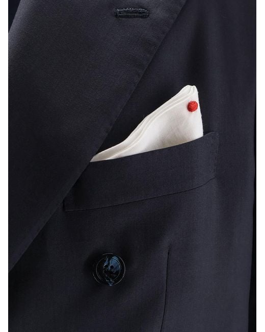 Kiton Blue Double-Breasted Wool Suit for men