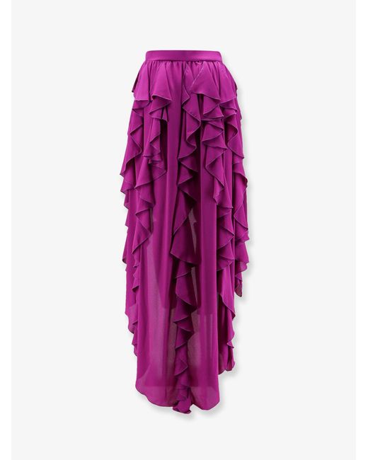 ACTUALEE Pink Satin Ruffled Skirt