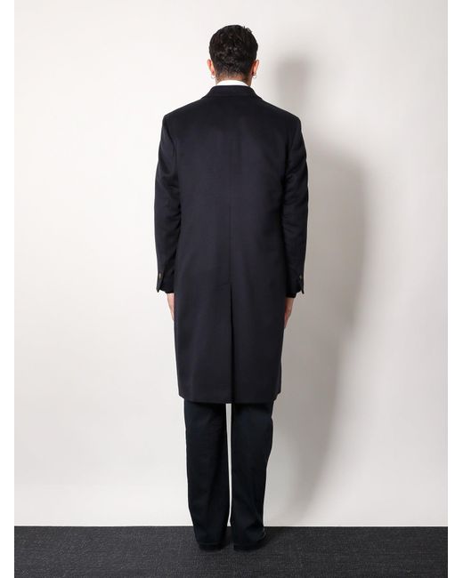 Hevò Blue Cashmere Coat With Satin Lining for men