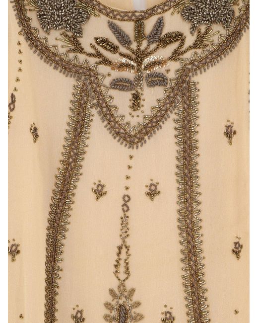 Scarlett Poppies Natural Anabel Viscose Dress With Embroidery