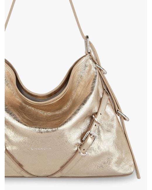 Givenchy Natural Voyou Metallized Leather Shoulder Bag