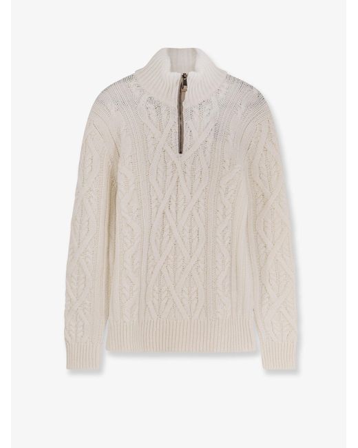 Boss White Harpreno Virgin Wool And Cashmere Sweater for men