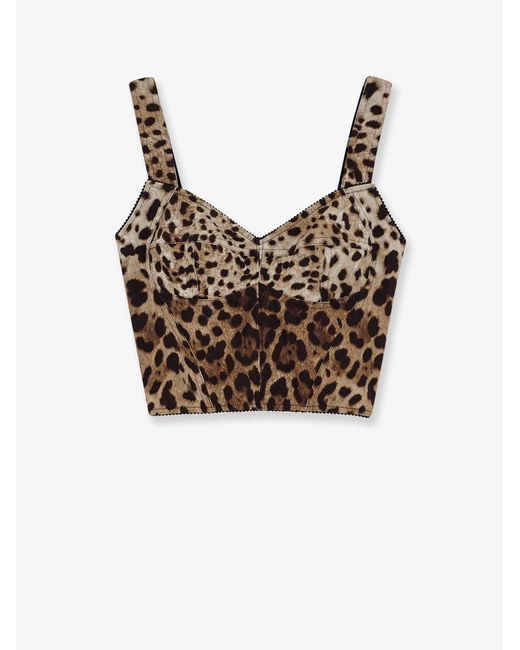 Dolce & Gabbana Brown Top Bustier Con Stampa