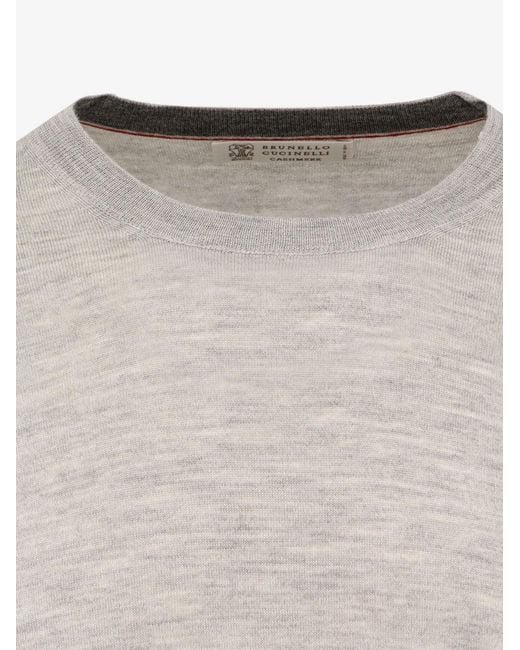 Brunello Cucinelli Gray Cashmere And Silk Sweater for men