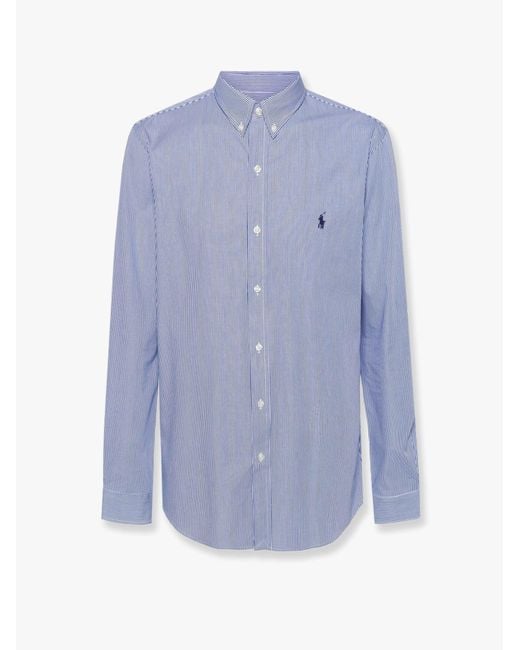 Polo Ralph Lauren Blue Stretch Cotton Shirt for men