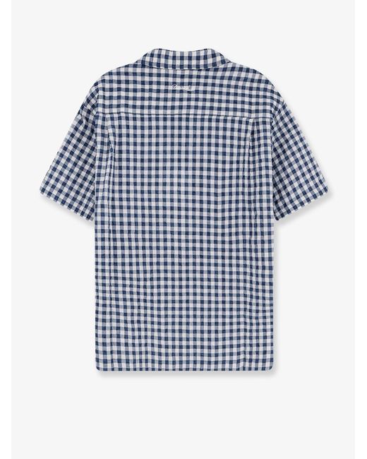 DUNST Blue Cotton Blend Shirt With Check Pattern for men