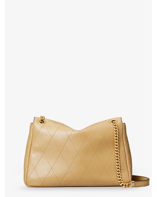 Tory Burch Natural Charlie Leather Shoulder Bag