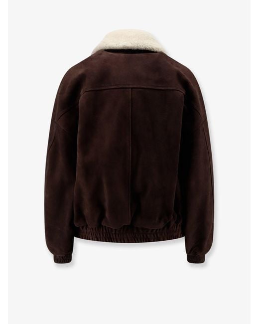 Semicouture Black Suede Jacket With Fur Collar