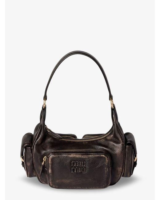 Miu Miu Black Pocket Leather Shoulder Bag