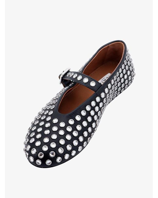 Alaïa White Leather Ballet Flats With Rhinestones