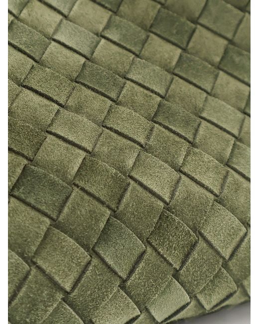 Bottega Veneta Green Campana Intrecciato Suede Shoulder Bag