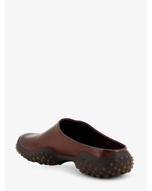 Miu Miu Brown Leather Sabot With Embossed Lettering Logo