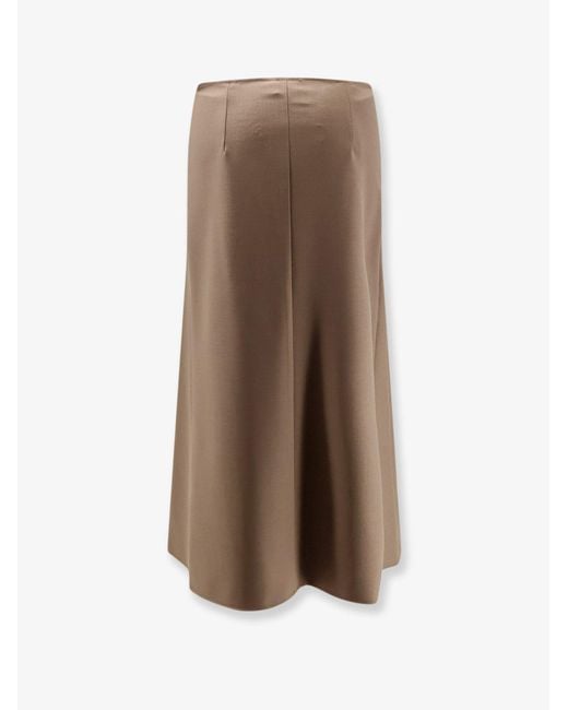 Nude Natural Wool Blend Long Skirt