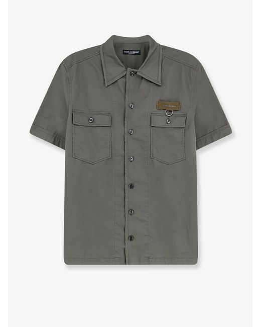 Dolce & Gabbana Gray Shirts Cotone for men
