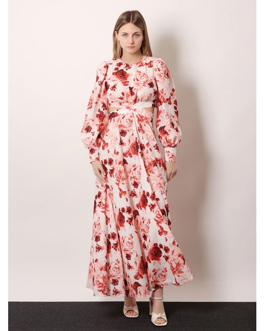 ACTUALEE White Linen And Cotton Blend Long Dress