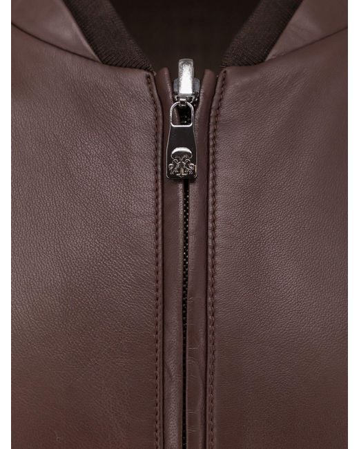 Corneliani Brown Reversible Leather Jacket for men