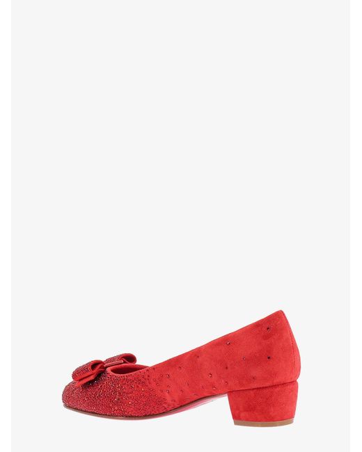 Ferragamo Red Rounded Toe Leather Pumps
