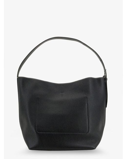 Totême  Black Medium Belted Hammered Leather Shouder Bag