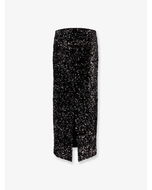 Vince Black Skirt With Sequins Embroidery