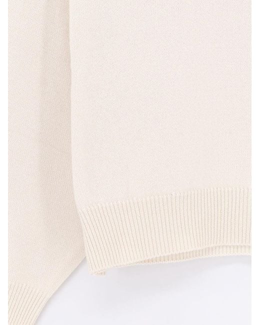 Brunello Cucinelli White Cashmere Turtleneck With Monili Detail On The Back