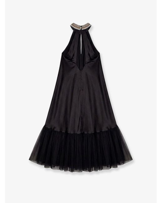Mes Demoiselles Black Long Draped Viscose Yanis Dress