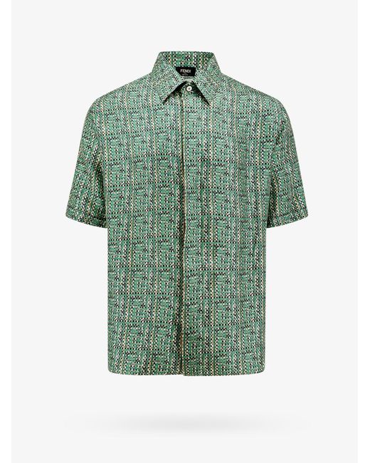 Fendi Green Silk Shirt, for men