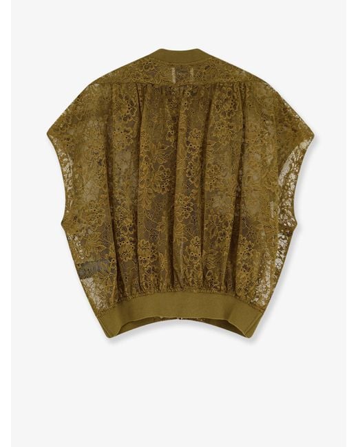 Nude Green Sleeveless Lace Jacket