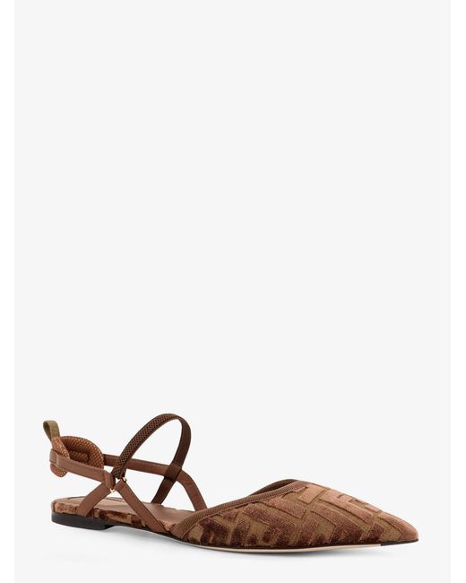 Ff Jacquard Velvet Slingback Ballerinas-Donna di Fendi in White